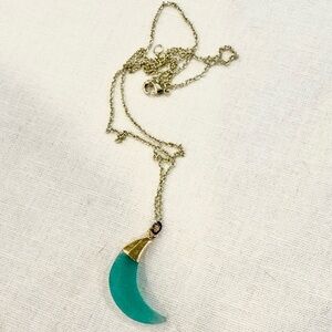 Crescent Moon Green Pendant Necklace 🌙